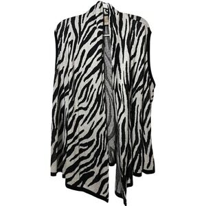 Art and‎ Soul Sweater Vest Open Cardigan zebra Print 2X